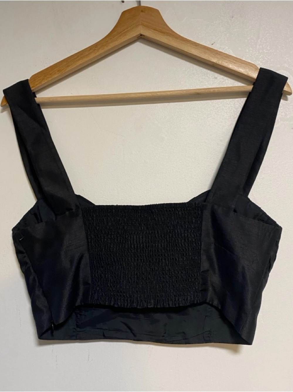 Wilfred Black Cropped Bustier Top Size S Pleated Satin Aritzia - Picture 6 of 10